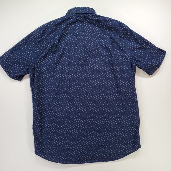 Uniqlo Shirt Men Large Navy Blue Regular Fit Short Sleeve Casual Button Up - Picture 8 of 12